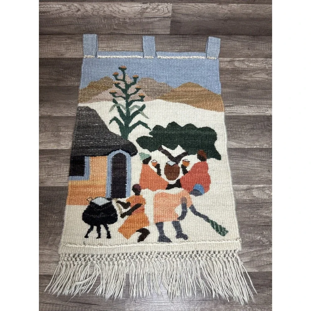 Vintage Beautiful Hand Woven Moteng Weavers Wool Tapestry Kilim Wall Hanging